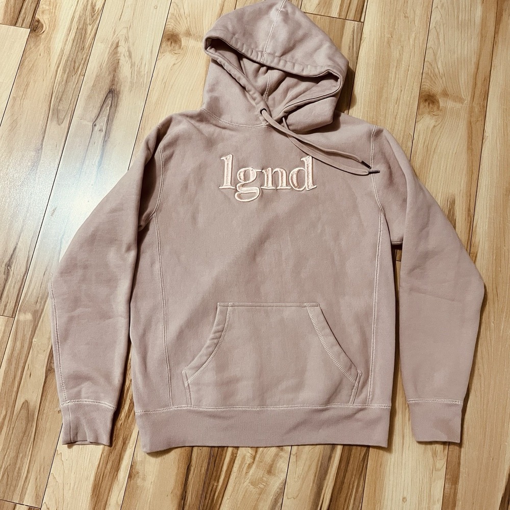 LGND Supply Co Hoodie Sz XS Embroidered Logo Pink Heavyweight Fleece Streetwear